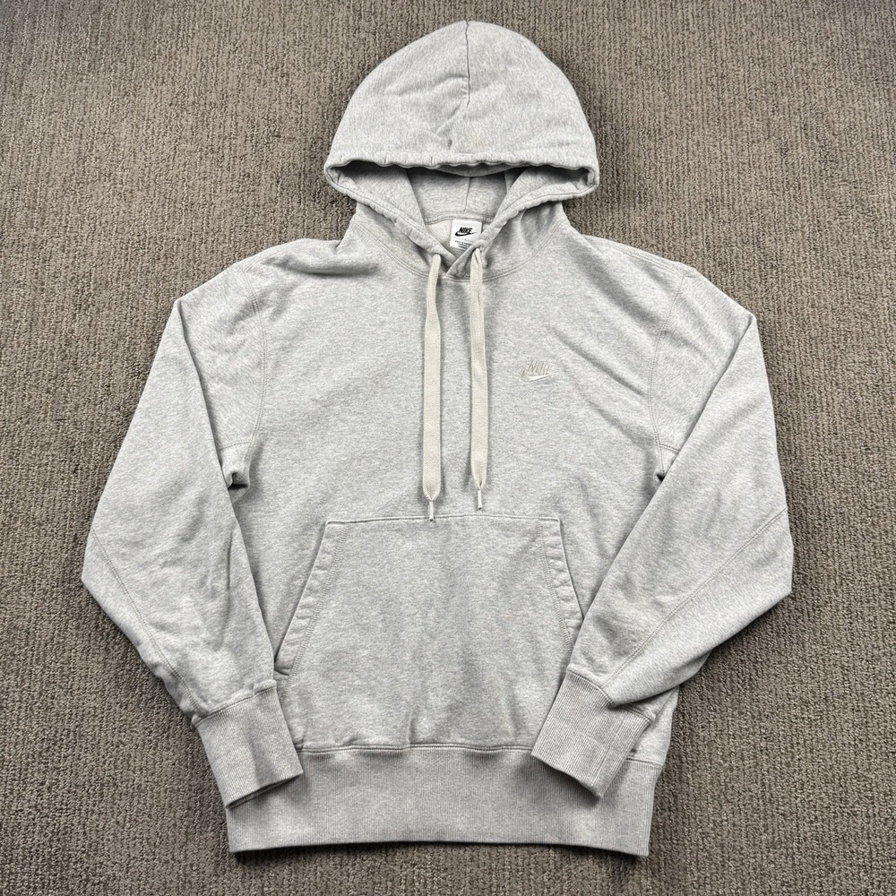 Nike Mens S Sportswear Classic Heavyweight Hoodie Pullover Sweatshirt Grey